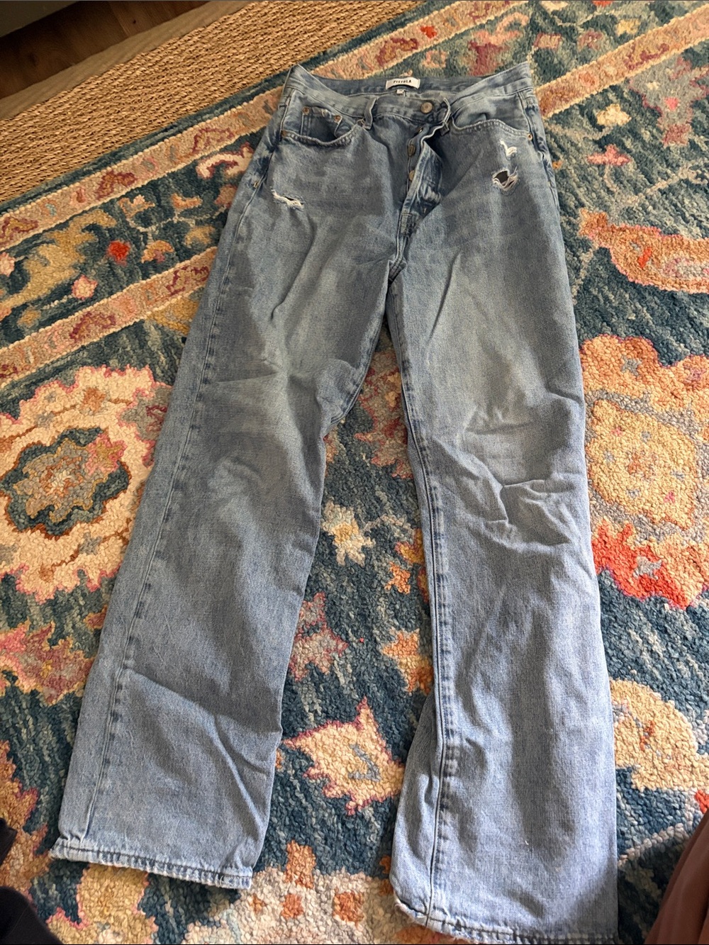 pistola faded blue high-rise straight jeans